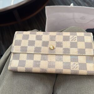 Louis Vuitton Beige and Gray Checkered Wallet